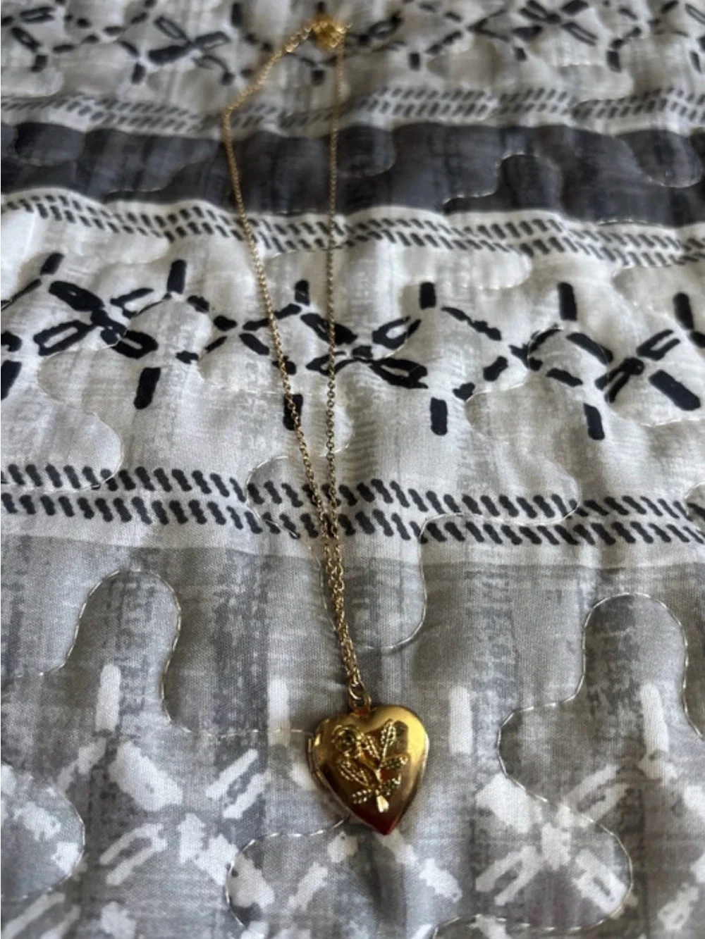 Gold Heart Locket Necklace with Rose Detail - Women Jewelry